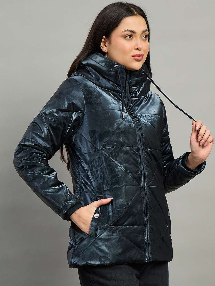 women solid long sleeve quilted jacket - 22448109 -  Standard Image - 1