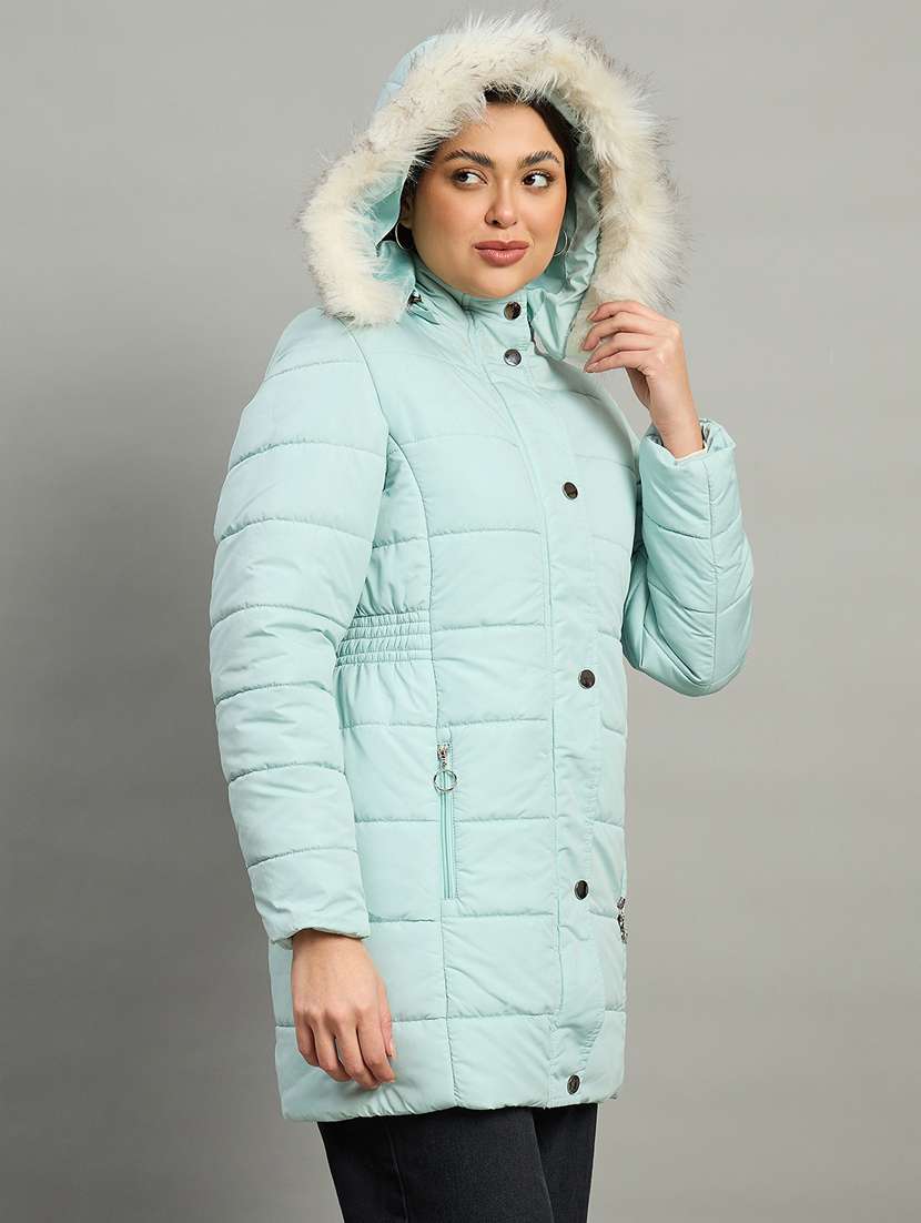 women solid long sleeve quilted jacket - 22448111 -  Standard Image - 1
