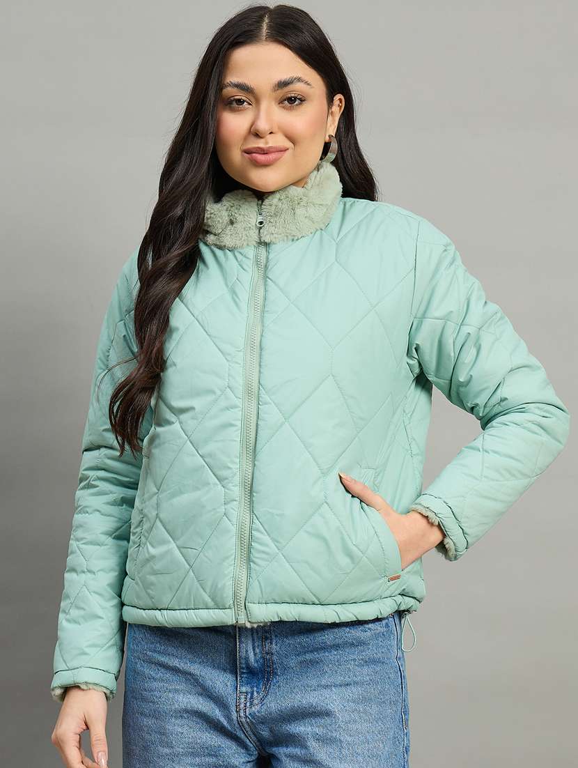 women solid long sleeve reversible quilted jacket - 22448114 -  Standard Image - 1