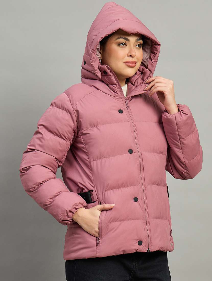 women solid long sleeve quilted jacket - 22448117 -  Standard Image - 1