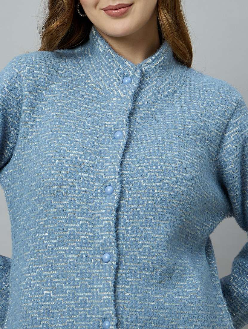 women blue acrylic plain sweatshirt - 22448149 -  Standard Image - 1
