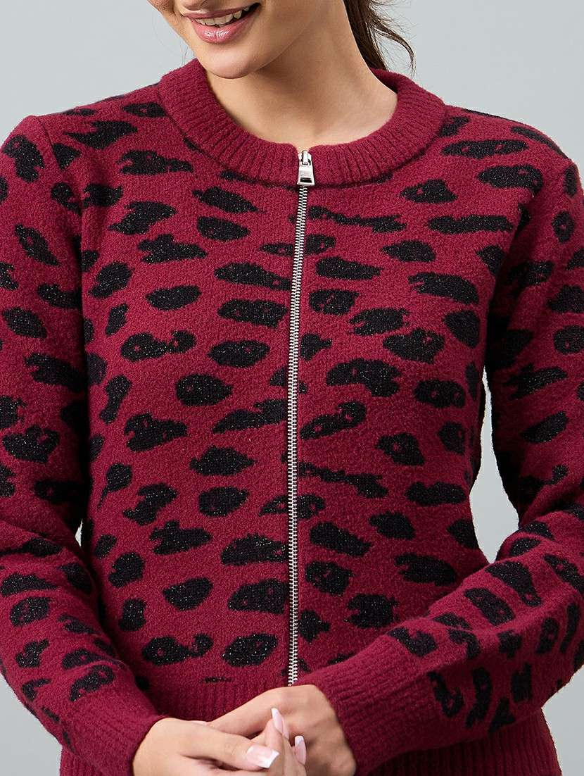 women maroon acrylic plain sweatshirt - 22448157 -  Standard Image - 1