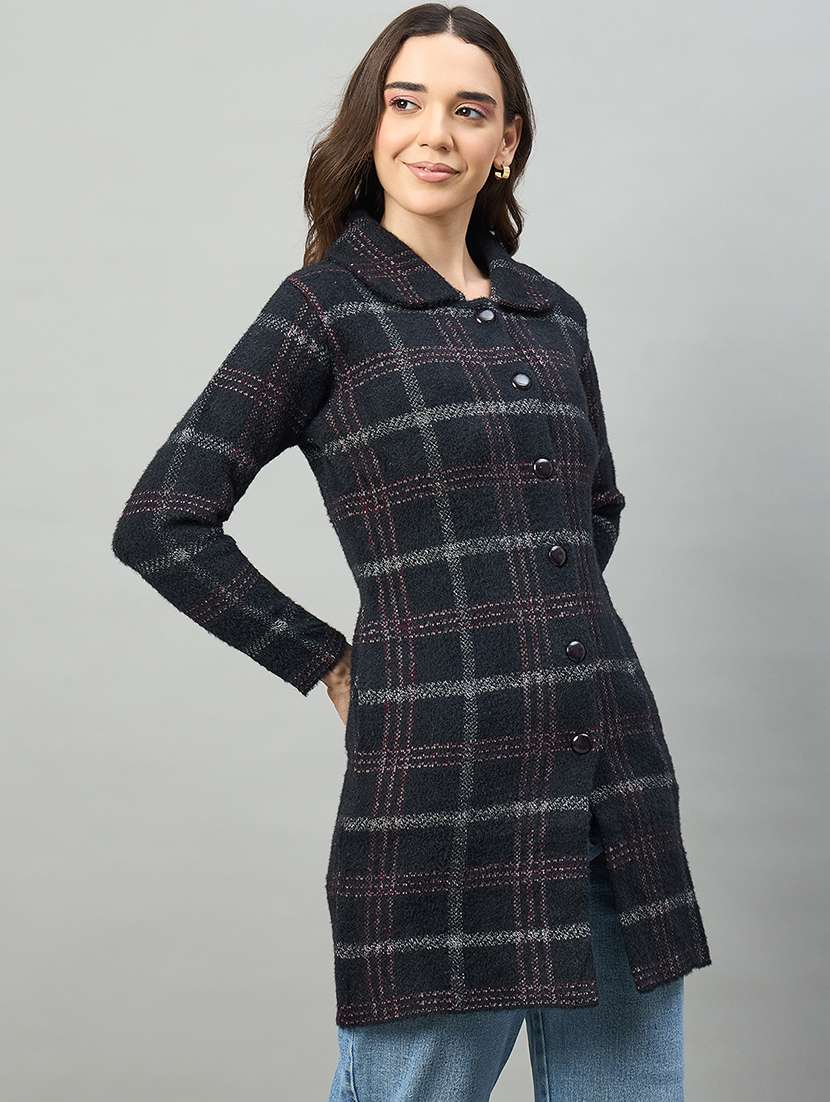 women black acrylic plain cardigan - 22448171 -  Standard Image - 1