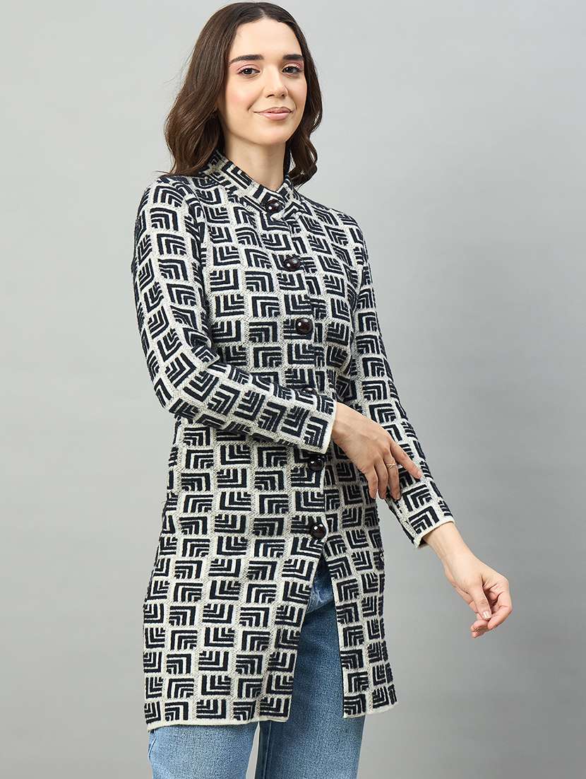 women black acrylic plain cardigan - 22448178 -  Standard Image - 1