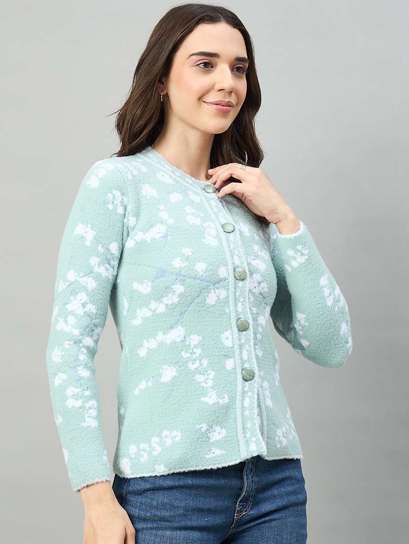 women green acrylic plain sweatshirt - 22448182 -  Standard Image - 1