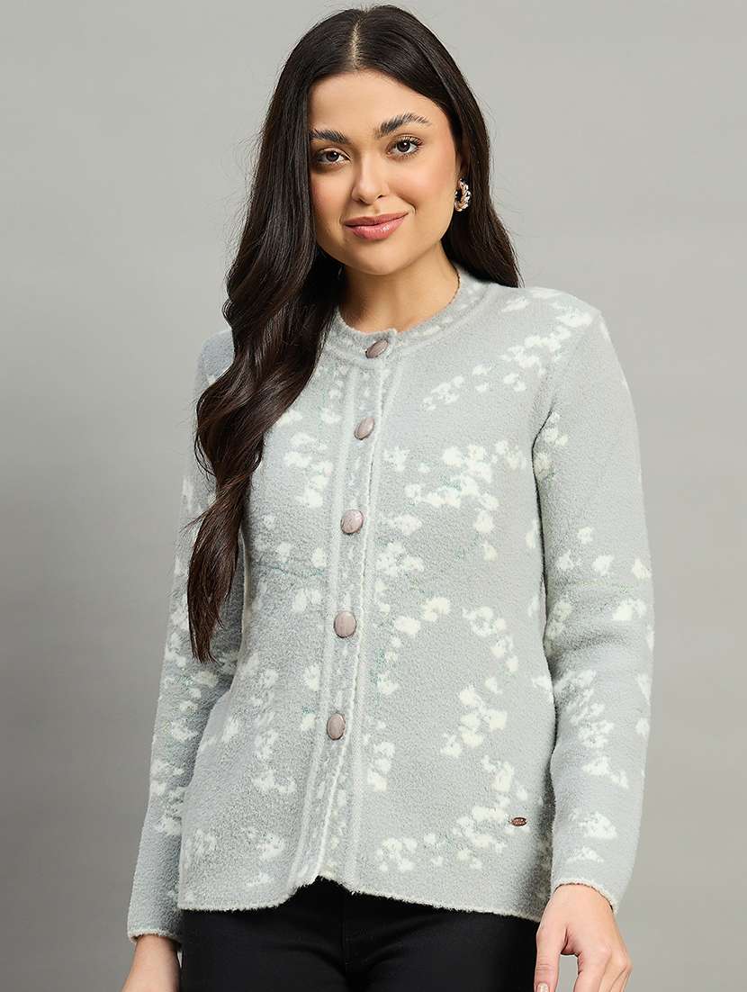 women grey acrylic plain sweatshirt - 22448183 -  Standard Image - 1
