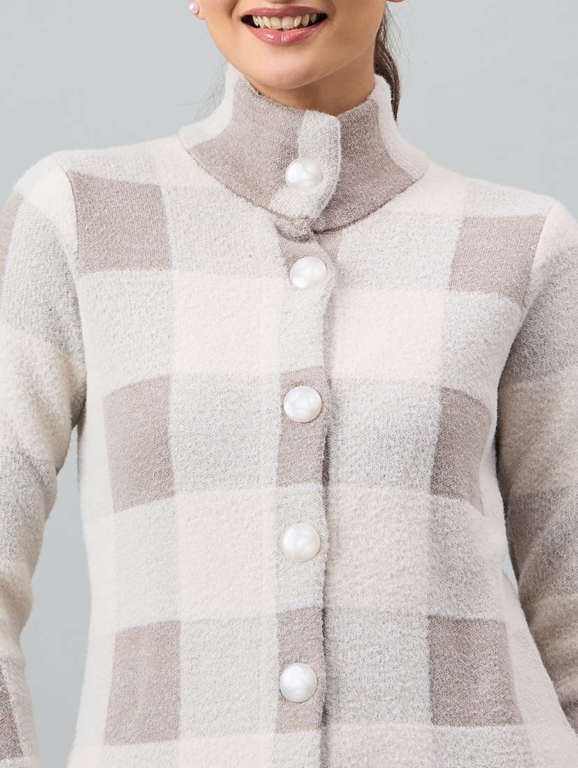 women beige acrylic plain sweatshirt - 22448187 -  Standard Image - 1