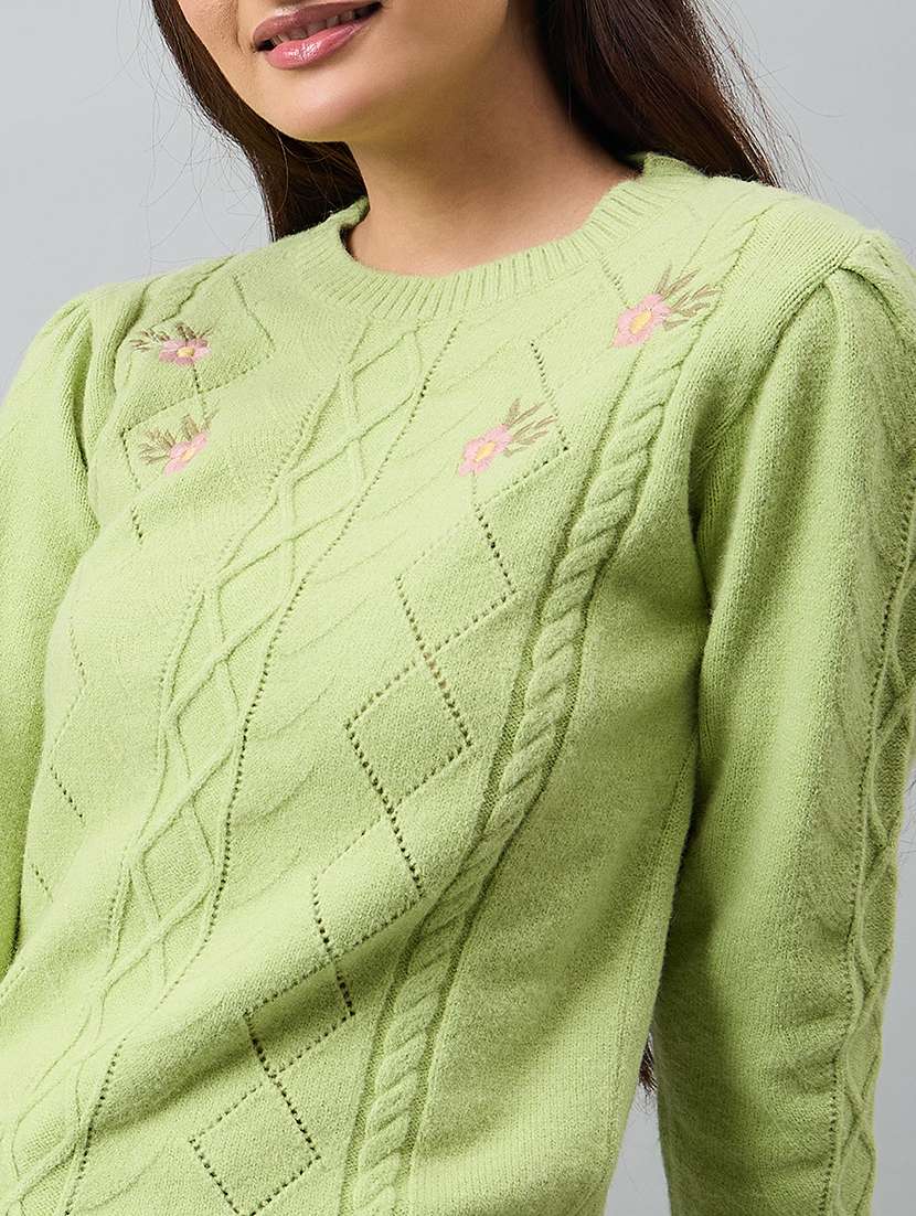 women green acrylic plain sweatshirt - 22448210 -  Standard Image - 1