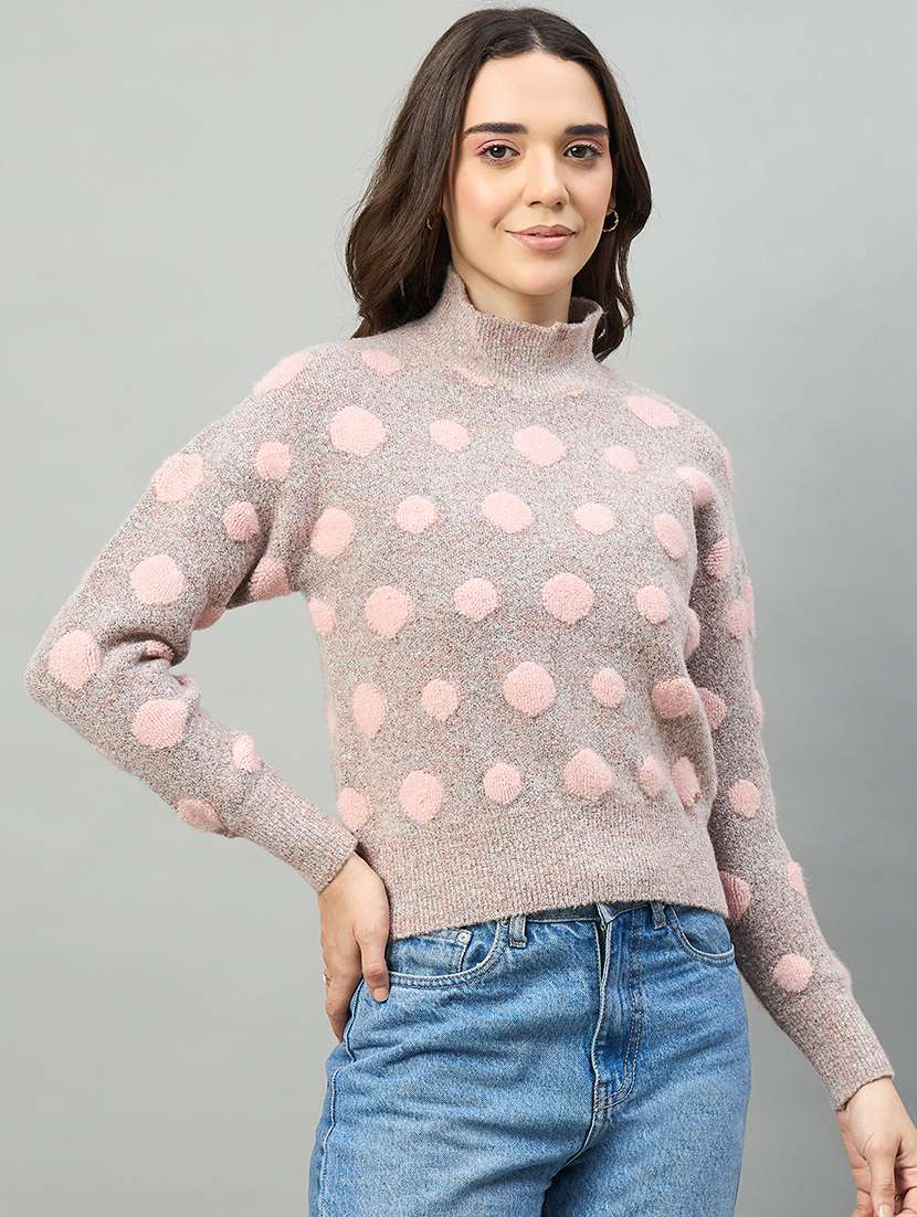 women mauve colored acrylic plain cardigan - 22448226 -  Standard Image - 1