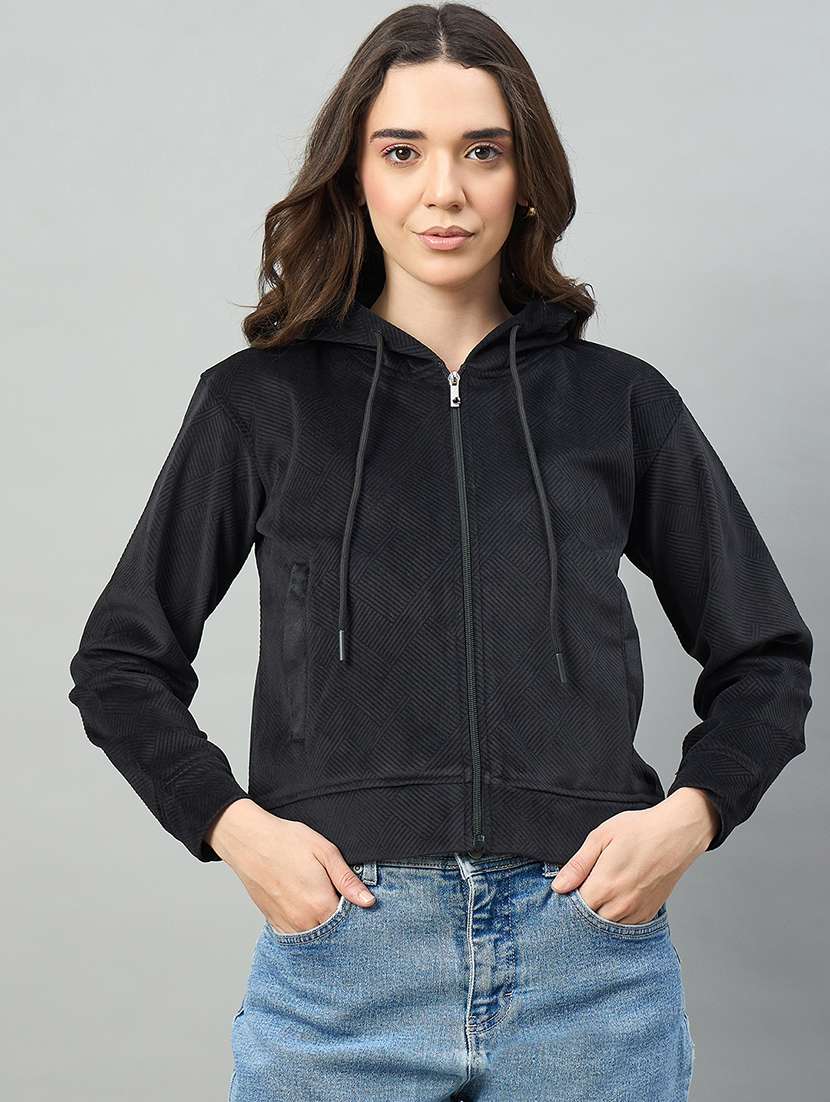 women black cotton blend plain sweatshirt - 22448229 -  Standard Image - 1