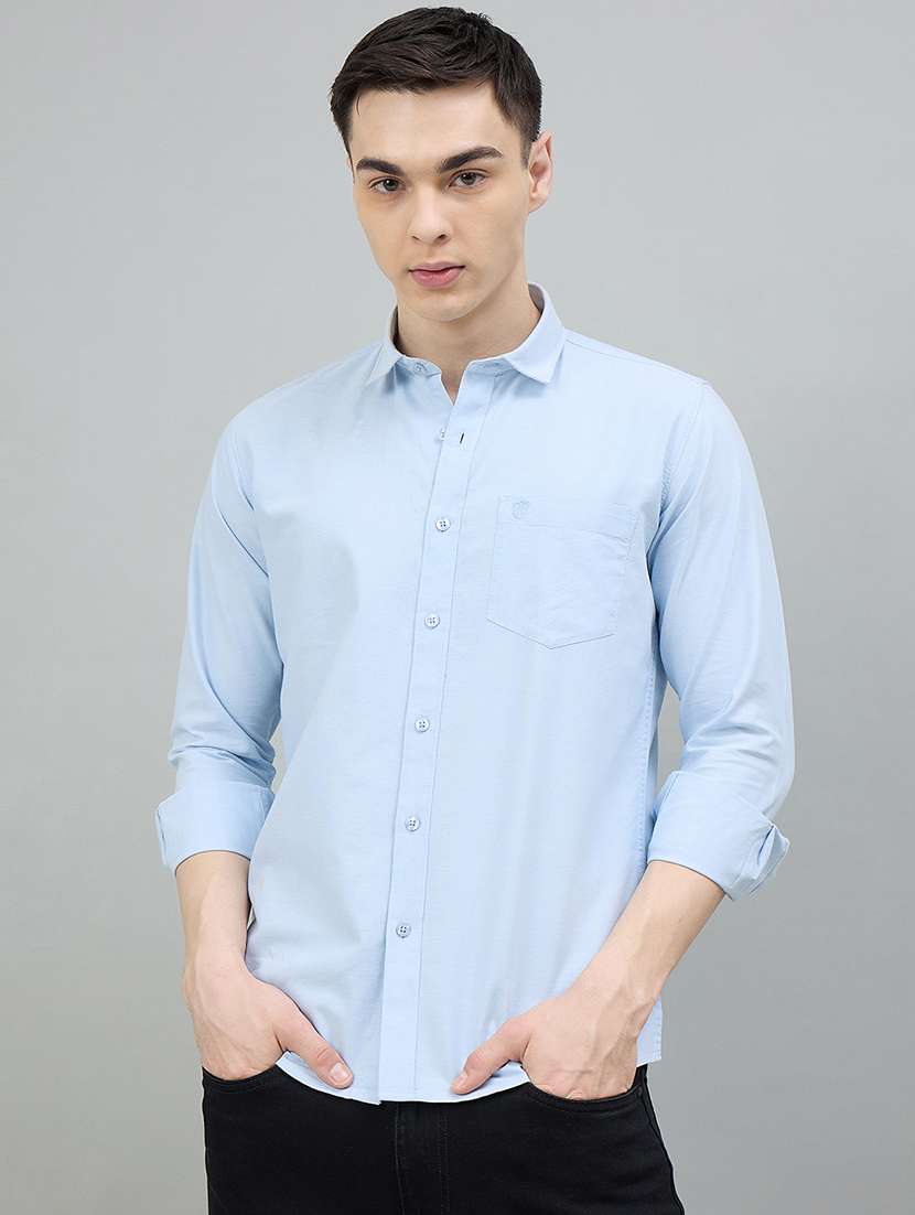 men solid long sleeve slim fit casual shirt
