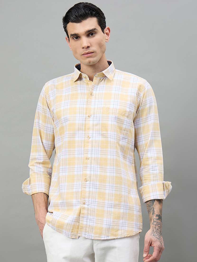 men checkered long sleeve regular fit casual shirt