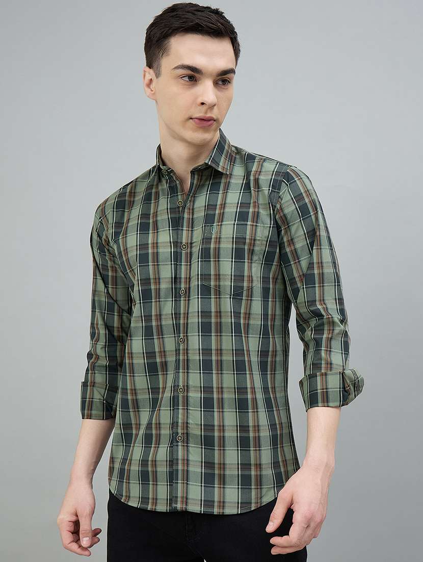 men checkered long sleeve regular fit casual shirt