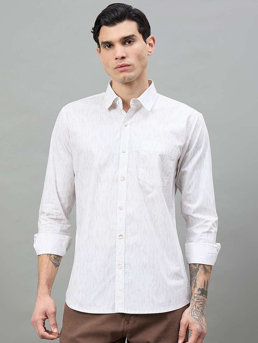men printed long sleeve slim fit casual shirt