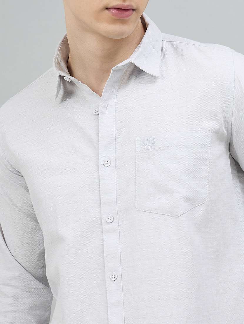 men solid long sleeve slim fit casual shirt - 22448304 -  Standard Image - 1