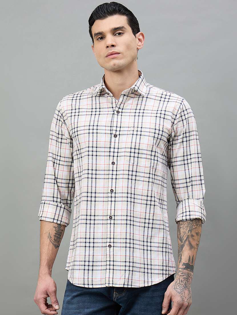 men checkered long sleeve regular fit casual shirt