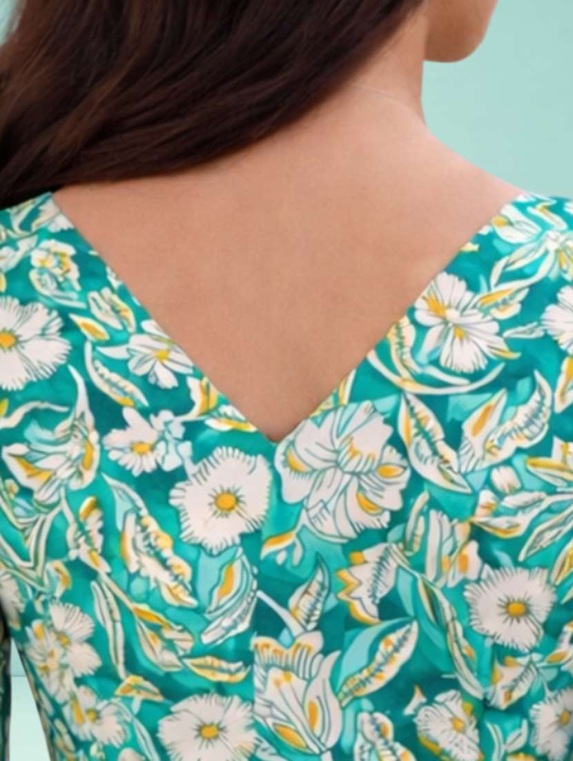 women floral green cotton a line top - 22448338 -  Standard Image - 4