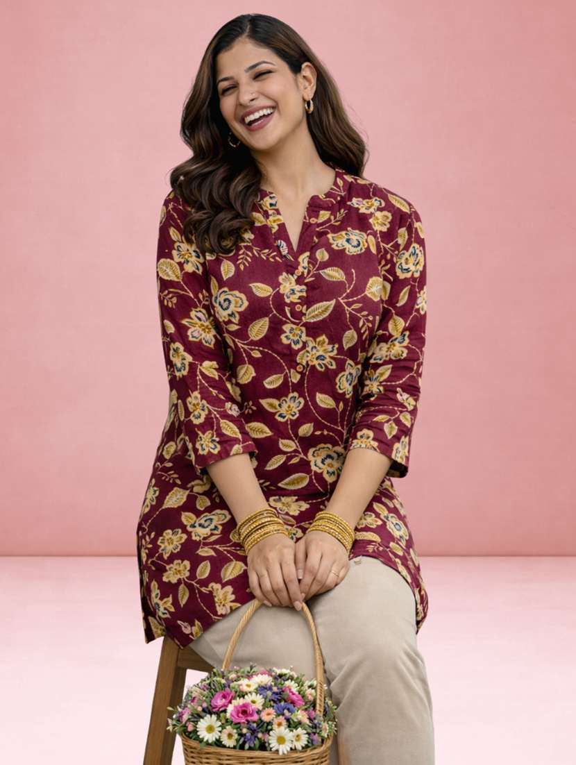 women maroon cotton a-line kurta - 22448343 -  Standard Image - 1