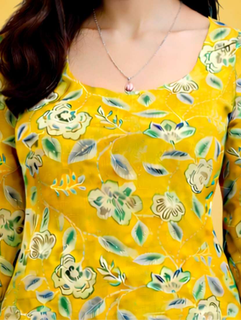 women mustard cotton a-line kurta - 22448347 -  Standard Image - 1