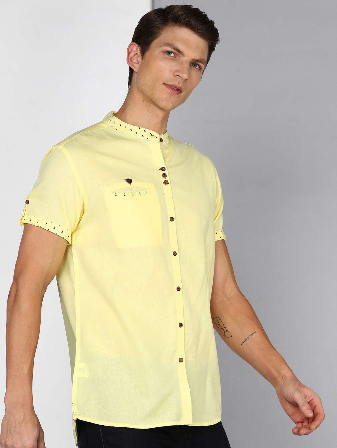 men solid short sleeve regular fit casual shirt - 22448438 -  Standard Image - 1