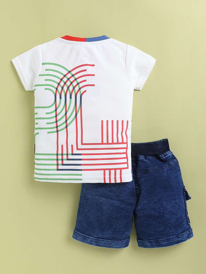 kids blue cotton blend shorts set co-ords set - 22448451 -  Standard Image - 1