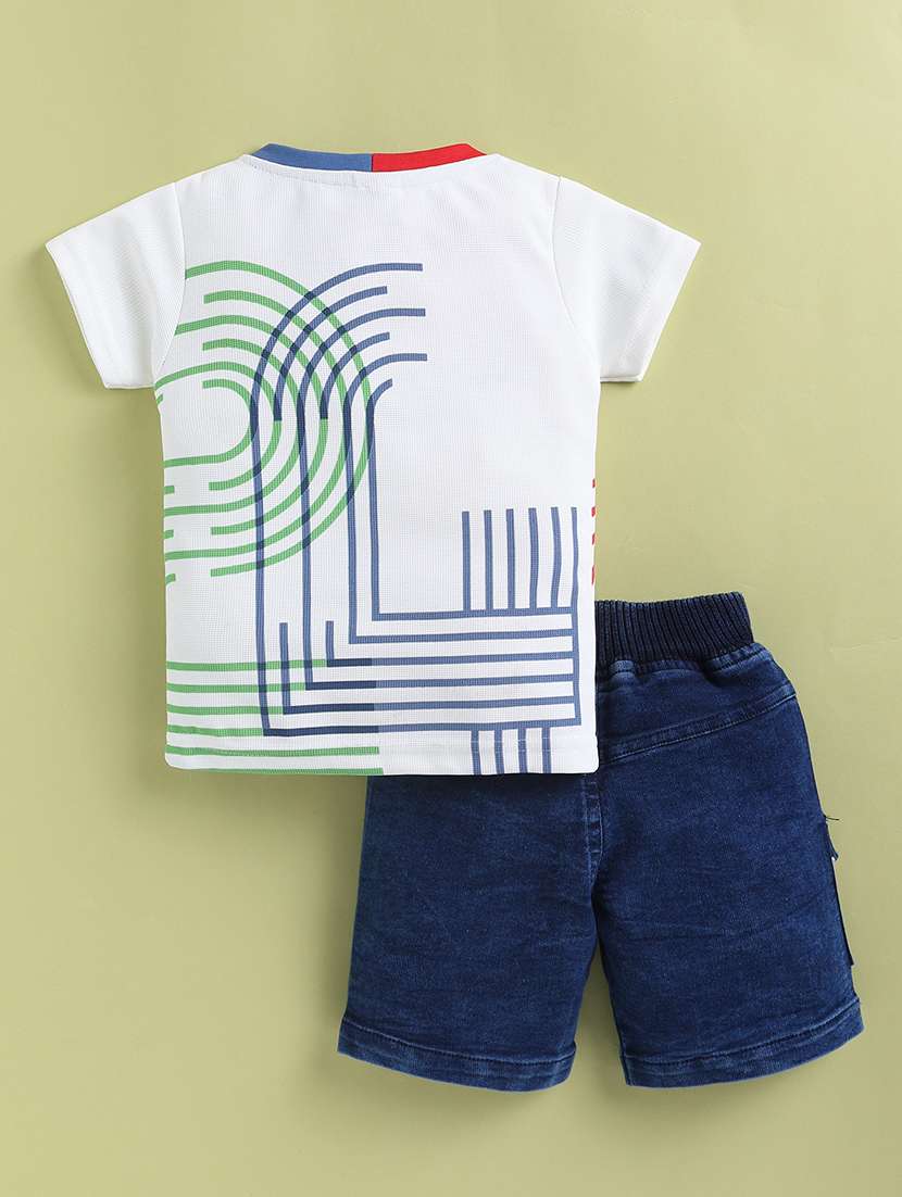 boys white cotton blend shorts set co-ords set - 22448452 -  Standard Image - 1