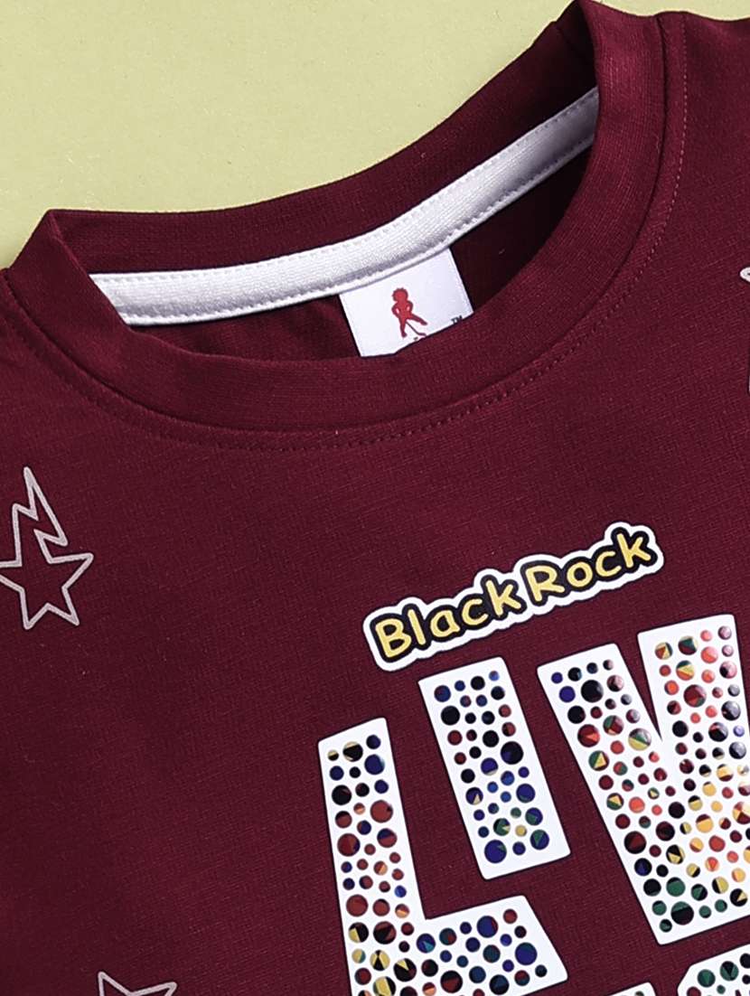 boys maroon cotton blend shorts set co-ords set - 22448454 -  Standard Image - 4