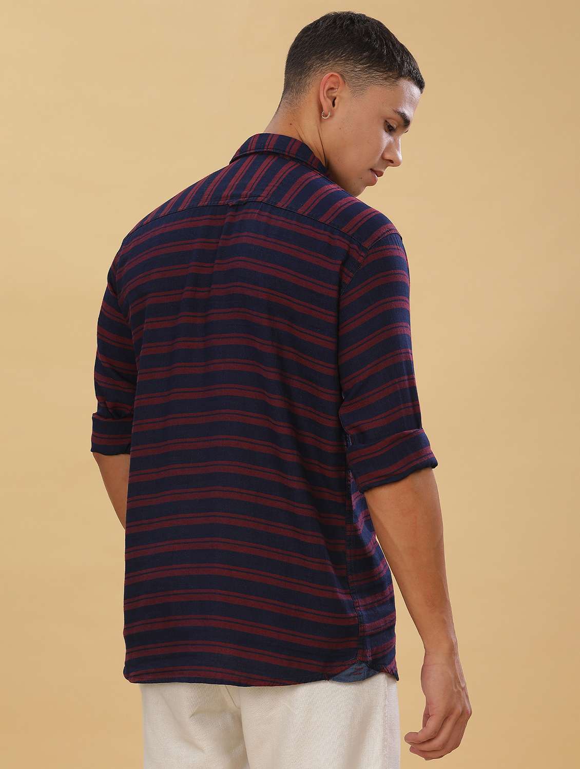 men striped long sleeve short kurta - 22448539 -  Standard Image - 4