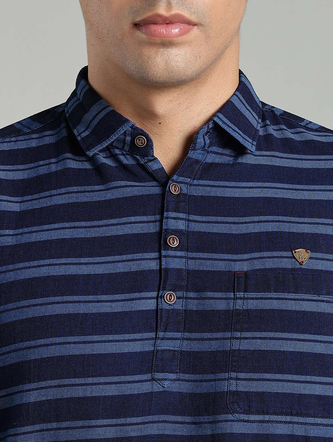men striped long sleeve short kurta - 22448541 -  Standard Image - 1