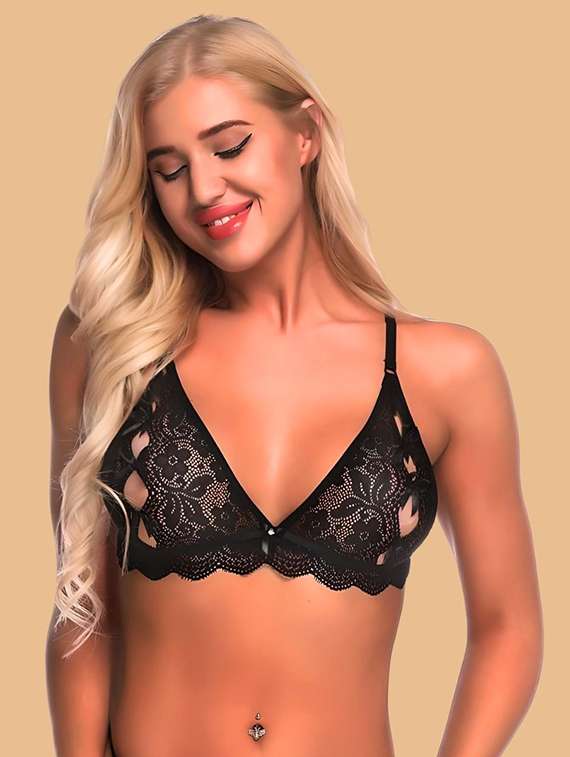 women self designed lace bra and panty set - 22448583 -  Standard Image - 1