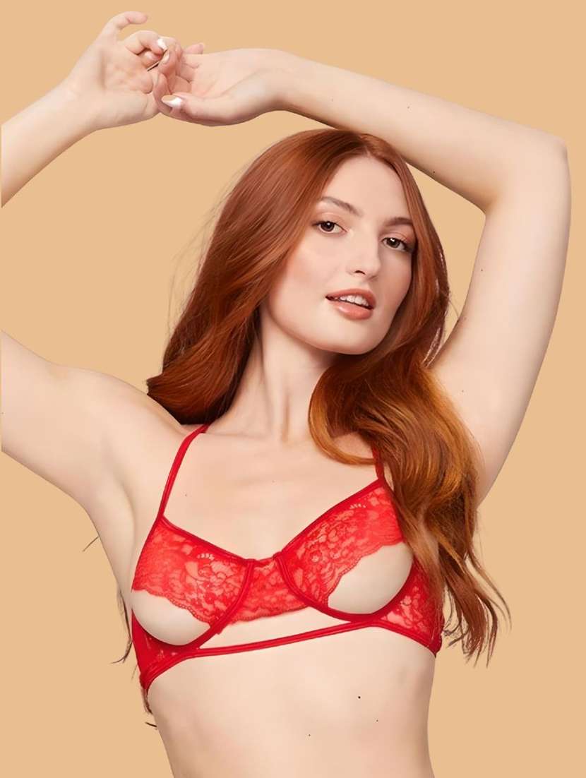 women self designed lace bra and panty set - 22448596 -  Standard Image - 1