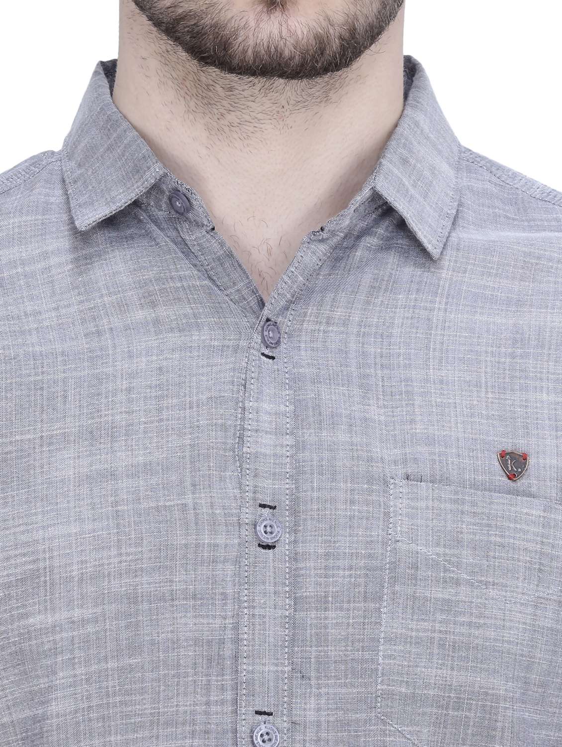 men solid short sleeve slim fit casual shirt - 22448618 -  Standard Image - 1