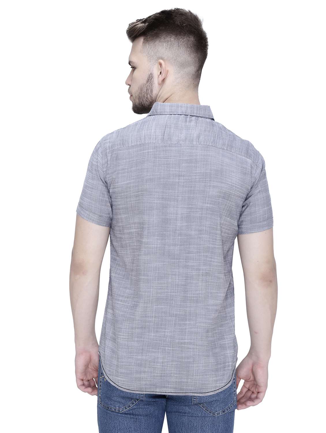 men solid short sleeve slim fit casual shirt - 22448618 -  Standard Image - 4