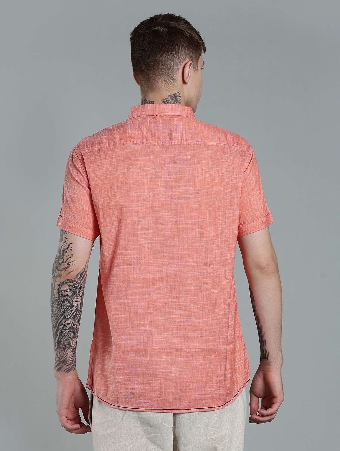 men solid short sleeve slim fit casual shirt - 22448625 -  Standard Image - 4