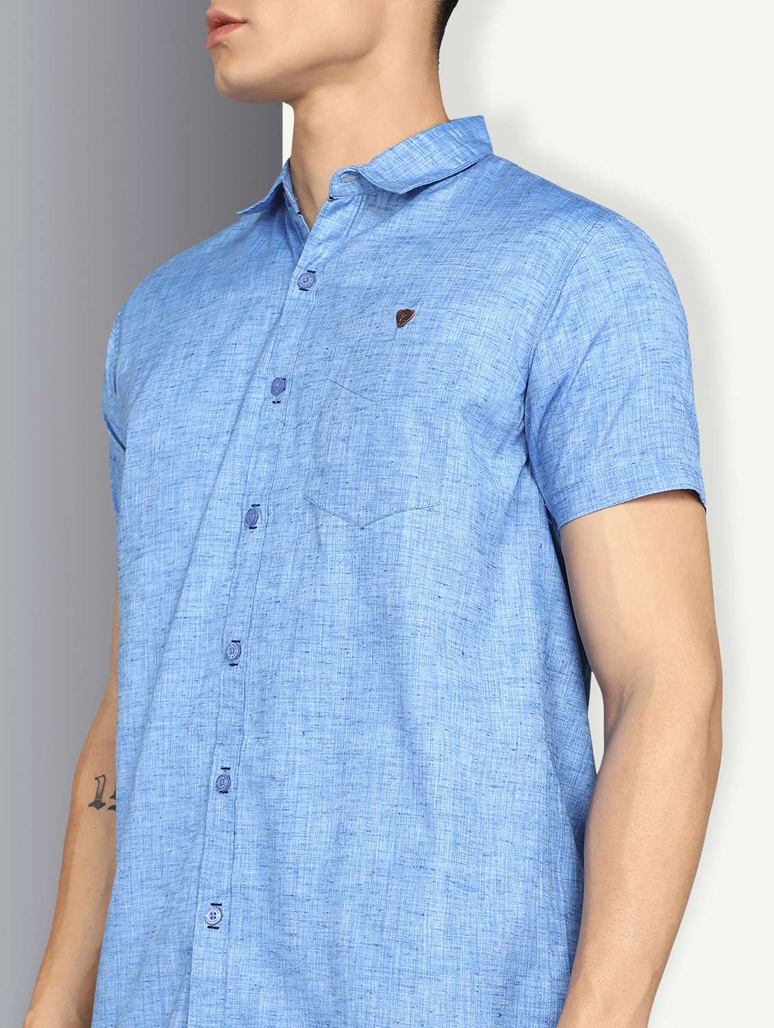men solid short sleeve slim fit casual shirt - 22448632 -  Standard Image - 1