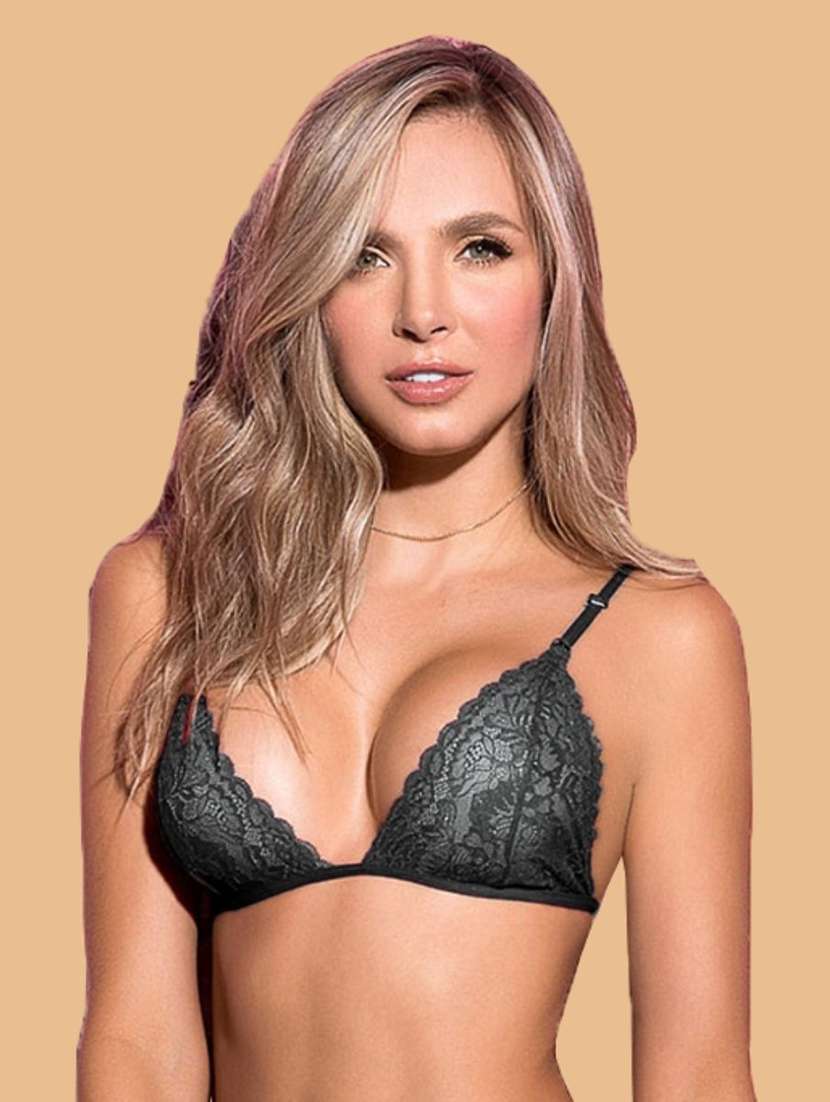 women solid black nylon bras and panty set - 22448648 -  Standard Image - 1