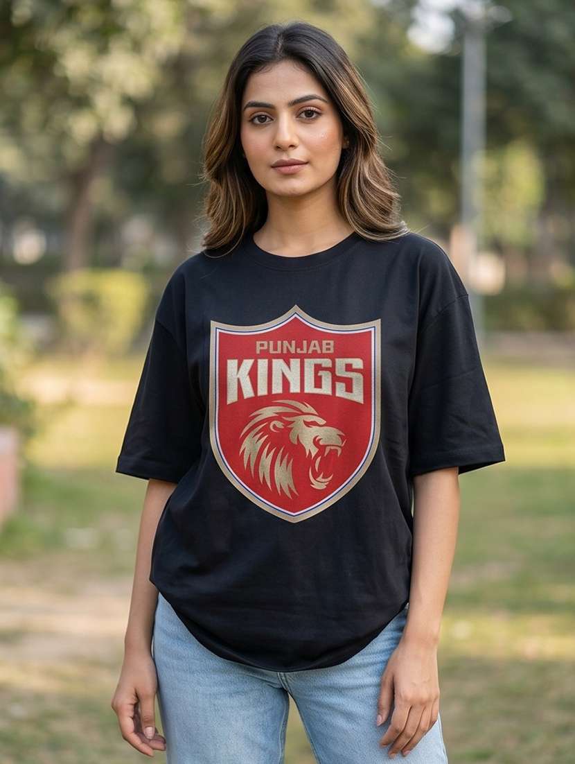 women punjab kings printed drop sleeve oversized t-shirt