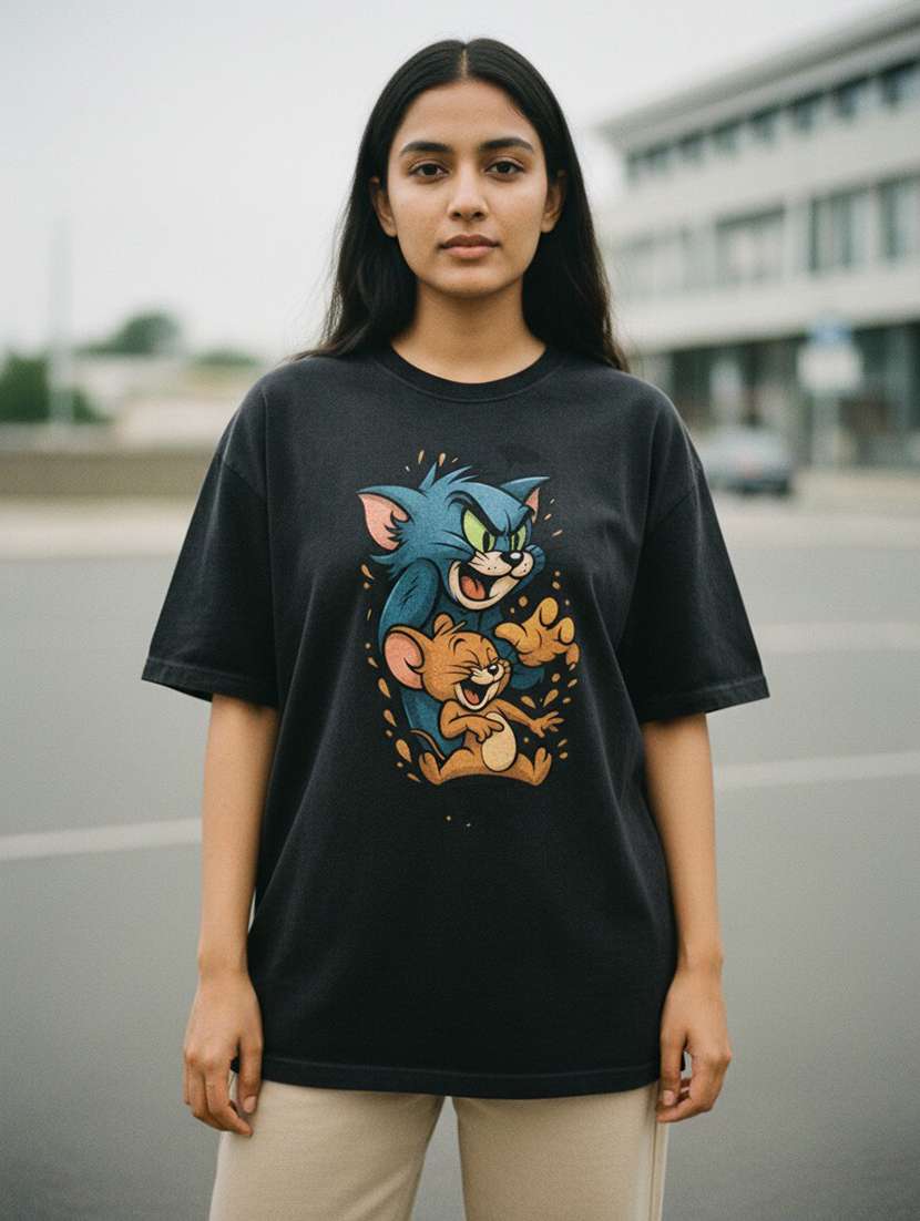 women graphic drop sleeve oversized t-shirt