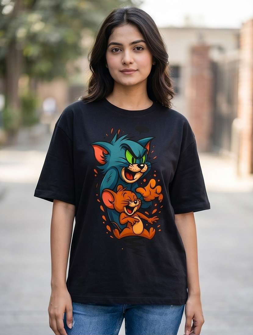 women graphic drop sleeve oversized t-shirt