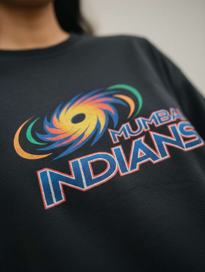 women mumbai indians printed drop sleeve oversized t-shirt - 22448695 -  Standard Image - 1