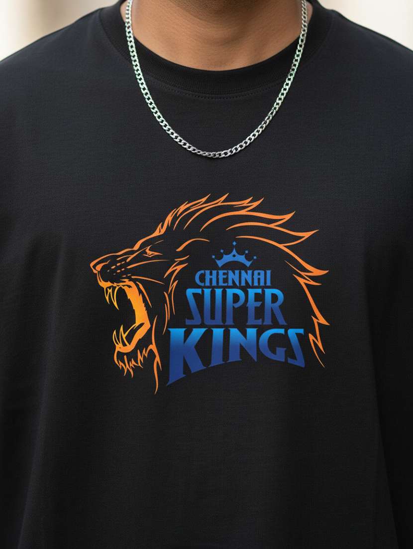 men chennai super king printed short sleeve oversized t-shirt - 22448703 -  Standard Image - 1