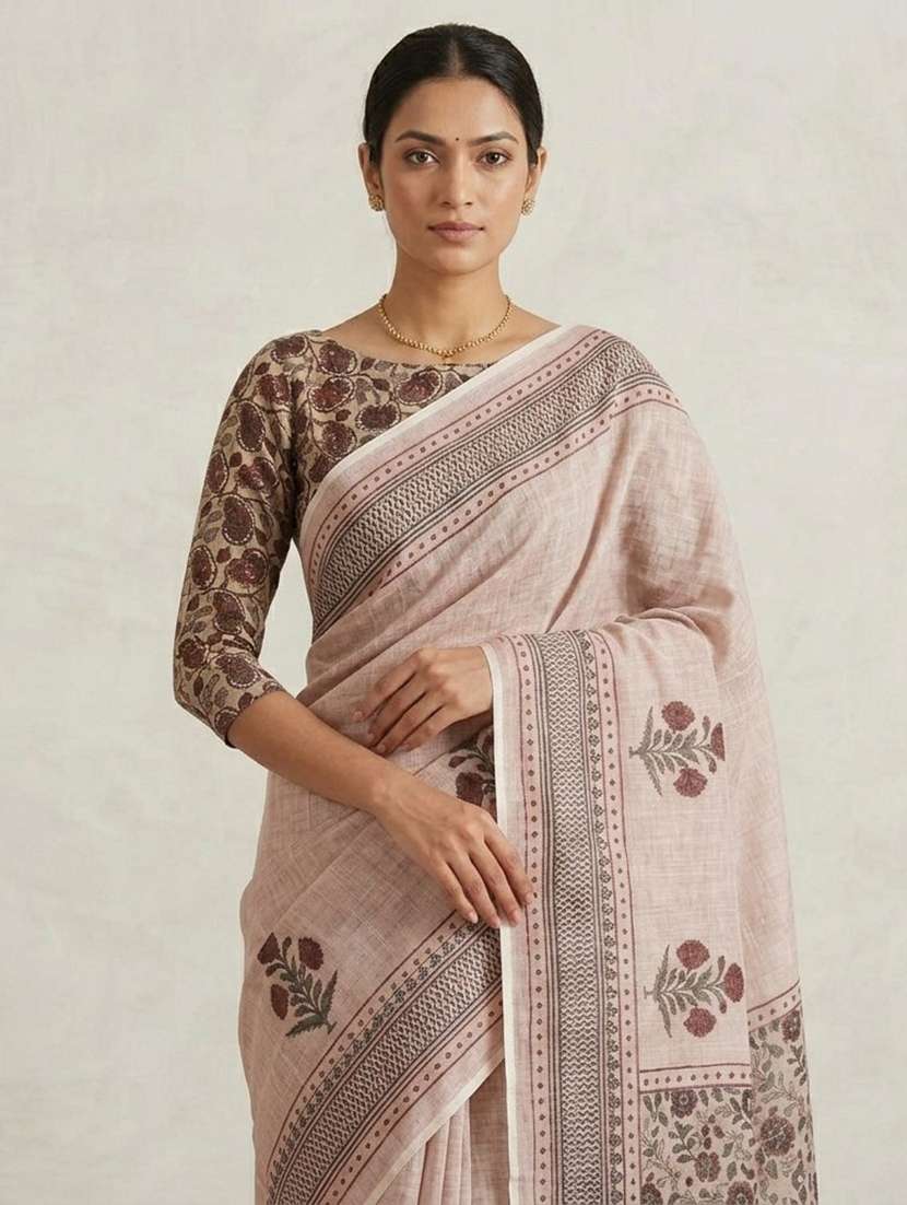 women printed casual wear saree with blouse - 22448810 -  Standard Image - 1