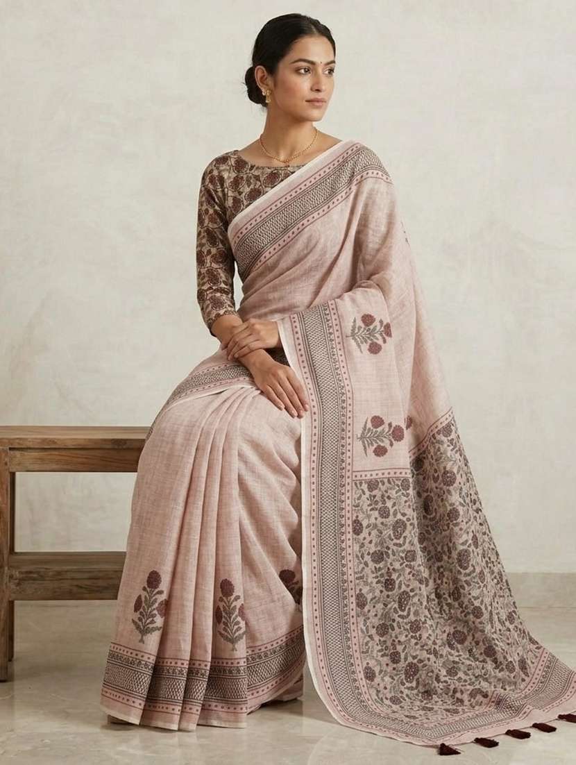 women printed casual wear saree with blouse - 22448810 -  Standard Image - 4