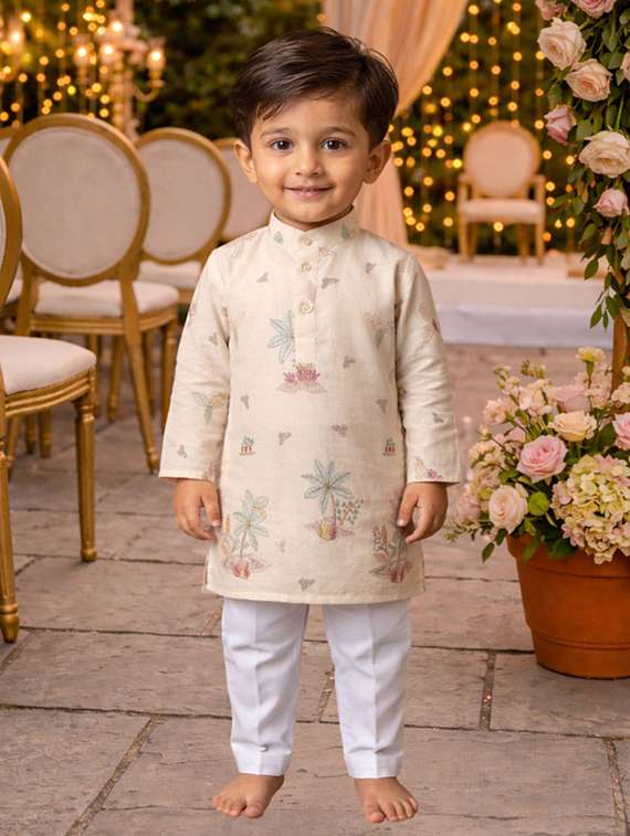 boys embroidered kurta and pyjama set