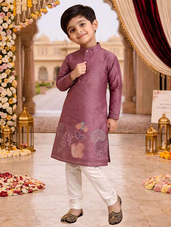 boys embroidered kurta and pyjama set - 22448824 -  Standard Image - 1