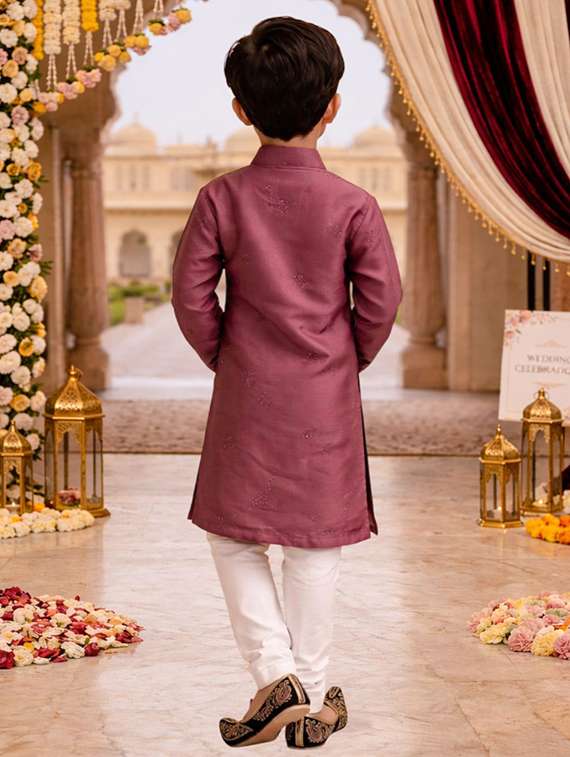 boys embroidered kurta and pyjama set - 22448824 -  Standard Image - 4