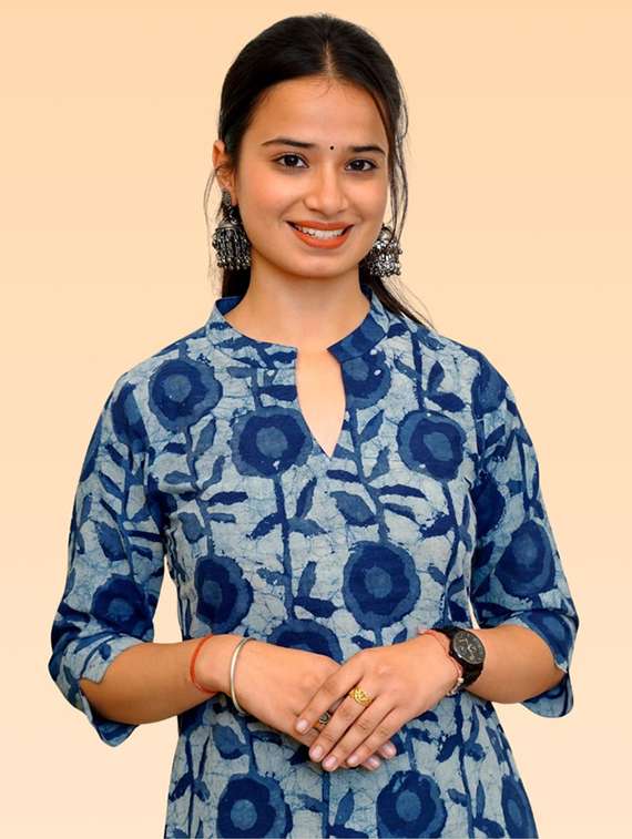 women blue rayon a-line kurta - 22449009 -  Standard Image - 1