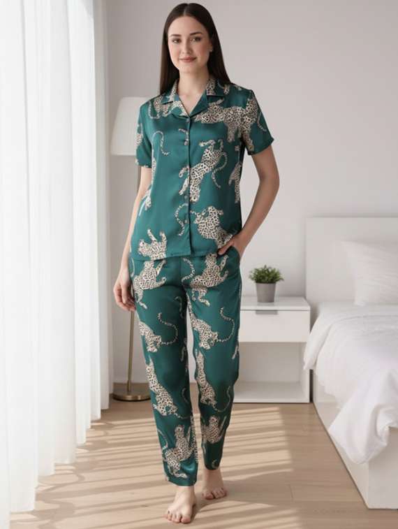women printed nightwear pyjama set - 22449045 -  Standard Image - 1