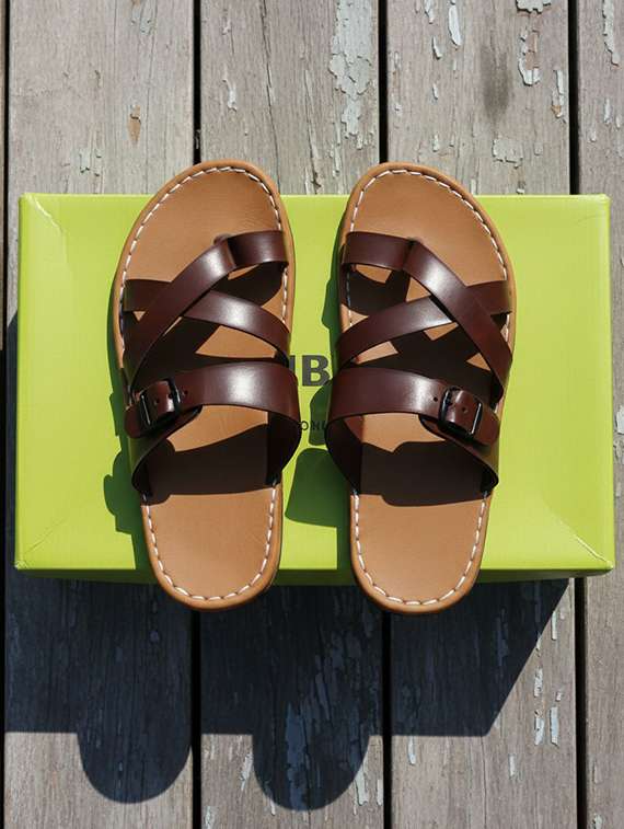 men brown toe seperator sandal - 22449085 -  Standard Image - 1