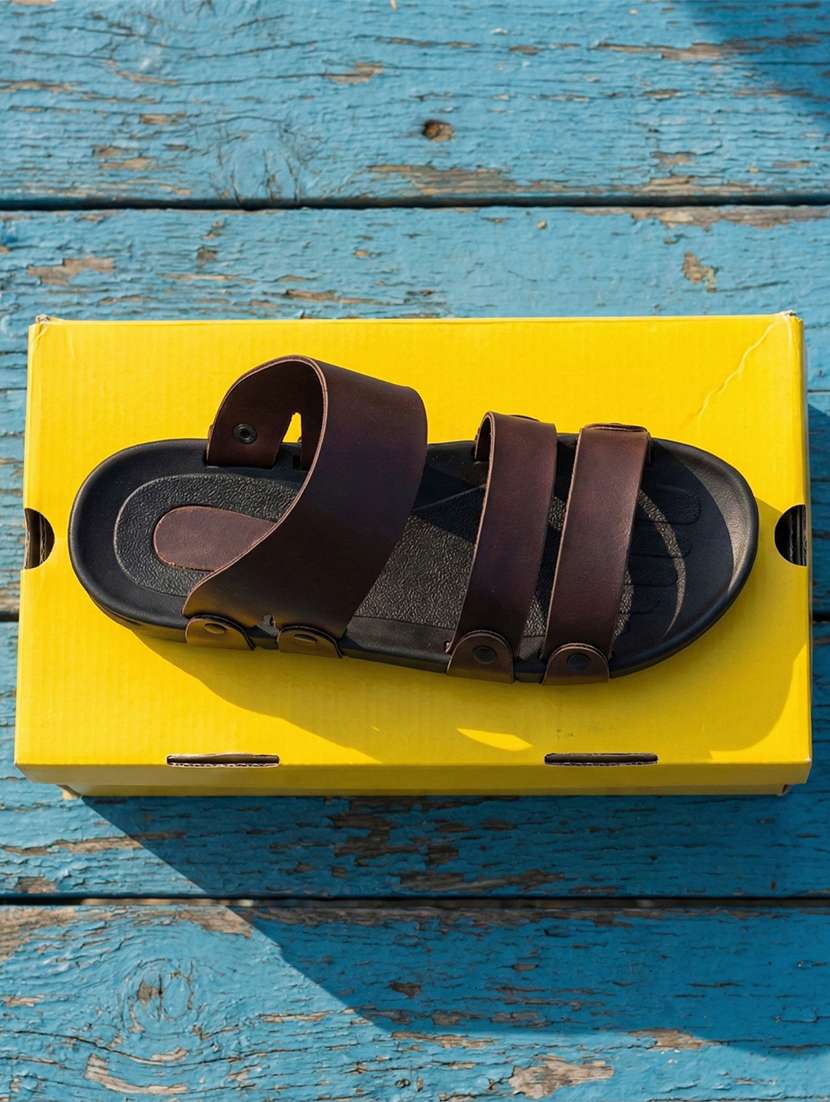 men brown slip on sandal - 22449089 -  Standard Image - 1